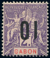 * GABON 77a : 10 Sur 2f. Violet Sur Rose, Surcharge RENVERSEE, TB - Autres & Non Classés