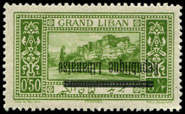 ** GRAND LIBAN 85b : 0p.50 Vert-jaune, Surch. RENVERSEE, TB. C - Autres & Non Classés