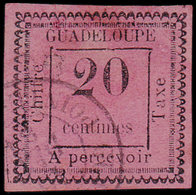 GUADELOUPE Taxe 9 : 20c. Rose, 2 PENCHE, Obl., Petit Clair, Sinon TB. C - Autres & Non Classés