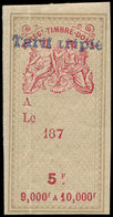 * GUADELOUPE Effet De Commerce De France N°259 : 5f. Surch. "TARIF TRIPLE" Bleu Spécifique à La Guadeloupe, Pli, B/TB - Sonstige & Ohne Zuordnung