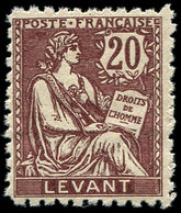 ** LEVANT 16c : 20c. Brun-lilas, Dentelé 11, TB, Cote Maury - Autres & Non Classés