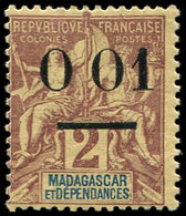 * MADAGASCAR 51IIe : 0 01 Sur 2c. Lilas-brun Sur Paille, Gros Zéros Sans Virgule, TB - Sonstige & Ohne Zuordnung