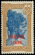 * MADAGASCAR 255A : 20f. Bistre Et Bleu, FRANCE LIBRE, TB. Br - Autres & Non Classés