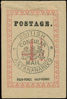 (*) MADAGASCAR Courrier Consulaire Britannique 34 : 4 1/2p. Rose-rouge, Pelurage, Aspect TB, Cote Et N° Maury - Autres & Non Classés