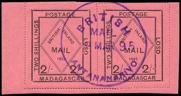 MADAGASCAR Courrier Consulaire Britannique 53 : 2s. Rose, PAIRE Avec Bords, Obl., TB - Autres & Non Classés