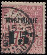 MARTINIQUE 18 : 15c. Sur 75c. Rose, Oblitéré, TB - Sonstige & Ohne Zuordnung