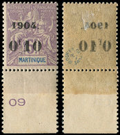 * MARTINIQUE 59 : 0f10 Sur 5f. Violet, Surcharge RECTO-VERSO, Bdf, TB - Autres & Non Classés