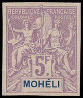 (*) MOHELI 16 : 5f. Violet Sur Gris, NON DENTELE, Toujours Sans Gomme, TB - Sonstige & Ohne Zuordnung