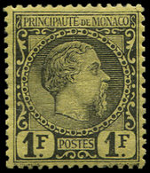 * MONACO 9 : 1f. Noir Sur Jaune, Charles III, Quasiment **, Très Frais Et TB - ...-1885 Préphilatélie