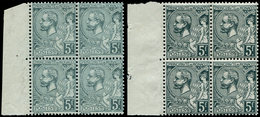 ** MONACO 47a : 5f. Vert-gris Très Clair, BLOC De 4 Bdf, 2 Ex. * Et N°47 BLOC De 4 Bdf, **, TB - ...-1885 Préphilatélie