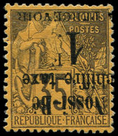 (*) NOSSI-BE Taxe 6a : 1f. Sur 35c. Violet-noir Sur Jaune-orange, Surch. RENVERSEE, TB. J - Autres & Non Classés