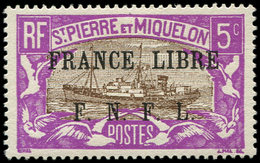 * SAINT PIERRE ET MIQUELON 236 : 5c. Violet Et Brun, FRANCE LIBRE, TB. C - Gebraucht