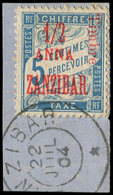 ZANZIBAR 68 : 1/2a. Sur 5c. Bleu, Obl. S. Fragt, TB, Certif. Behr - Ungebraucht