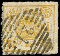 ALLEMAGNE (ANCIENS ETATS) BRUNSWICK 11a : 1s. Jaune, Percé En Lignes, Obl. 24, TB - Braunschweig