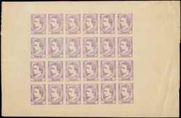 (*) ESPAGNE Carliste 1 : 1r., Essai En Violet NON DENTELE, Feuillet De 24, 12 Ex. Sans Tilde, TB - Carlistes