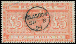 GRANDE BRETAGNE 46 : 5£. Rouge-orange, Obl. GLASGOW 8/9/94, TB - Lettres & Documents