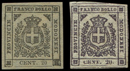 * ITALIE (ANCIENS ETATS) MODENE 9a : 20c. Violet-gris + Normal, TB - Modena