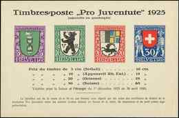 SUISSE 218/21 : Pro-Juventute 1925, Grands Formats Imprimés Sur Feuillet De Présentation, TB - Gebraucht