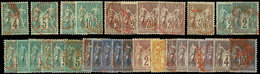 Sage, Lot De 31 Ex. Obl. Càd Rouge Des Imprimés, 19 Doubles, TB - Collections (en Albums)