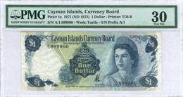 CAYMAN ISLANDS 1 DOLLAR L 1971 ND 1972 PMG 30 VF Ascending Pairs S/N P-1a "free Shipping Via Registered Air Mail" - Kaaimaneilanden