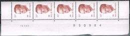 Cat. Nr. 2085** (P5a):  11F: 1 Strook Met Datum: 19 X 83 - 1981-1990 Velghe