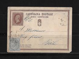 1875 Italy → Uprated 10 C Brown PS Postcard To 15 C Naples Cover To Switzerland - Postwaardestukken