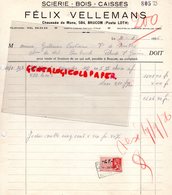 BELGIQUE -BRUCOM POSTE LOTH-RARE FACTURE FELIX VELLEMANS- SCIERIE BOIS CAISSES-CHAUSSEE DE MONS- 1936 - Artigianato