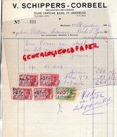 BELGIQUE -MECHELEN- FACTURE V. SCHIPPERS CORBEEL-MECANICIEN VERVOERDER-OUDE LIERSCHE BAAN -1942 - Petits Métiers
