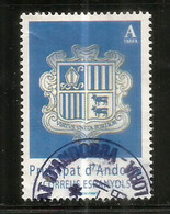 Nouveau Blason D'Andorre Sur Timbre 2017, Un Timbre Oblitéré, 1 ère Qualité, Cachet Rond.AND.ESP - Used Stamps