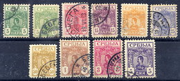 SERBIA 1901 Alexander I Definitive Set Of 9 + 5 Pa. Shade, Used.  Michel 53-61 - Serbia