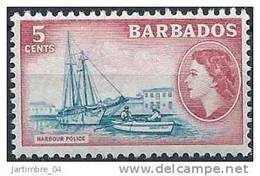 1953-57 BARBADE 216** Police Du Port, Voilier, Barque - Barbades (1966-...)