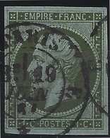 FRANCE Empire 1860 N°11c Vert Olive Fonçé Obl Dateur De Paris/E/* Superbe Signé Calves - 1853-1860 Napoléon III