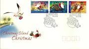 CHRISTMAS ISLAND FDC CHRISTMAS SANTA BIRD SET OF 3 STAMPS DATED 01-11-2007 CTO SG? READ DESCRIPTION !! - Christmas Island