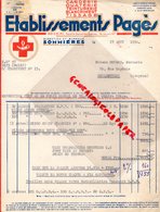 30 - SOMMIERES - FACTURE ETS PAGES - TISSAGE CARDERIE OUATERIE- TEINTURERIE - CROIX ROUGE- 1954 - 1900 – 1949