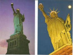 New York City Statue De La Liberté By Night 2 Cartes   A - Estatua De La Libertad