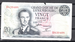 Luxemburg 7-3-1966, 20 Francs Nr H 639408 - Luxemburg