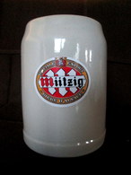 CHOPE Bière MUTZIG Grab Mug Beer Krug Bier Céramique Grès Stoneware Sandstein 0,5L Alsace Elsass ! - Bière