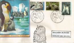 Faune Antarctique, Lettre FDC  (Antarctic Regional Wildlife), Adressée En Nouvelle-Zélande - Antarctische Fauna