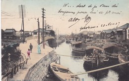 JAPON,,,,YOKOAMA,,,,,CANAL  NEAR   YOKOAMA   STATION,,,,VOYAGE  1907,,,,TBE,,,, - Yokohama