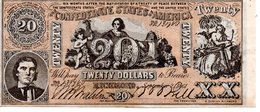 CONFEDERATE STATES OF AMERICA   TWENTY  DOLLARS  ( 2/9/1861 ) - Confederate (1861-1864)