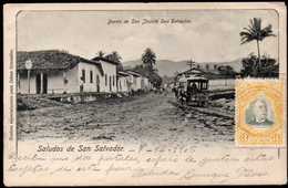 El Salvador Horse Tramways On Barrio San Jacinto, San Salvador Postcard 1906 - El Salvador