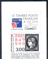 Yv 3211 ** CERES 3 F Noir Du Carnet Du 150° Anniversaire + Bande Sur Dos De Carnet - Ongebruikt