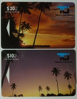 COOK ISLANDS - GPT Pair - 1st Issue - Sunset & Palm - VF Used - Cook Islands