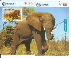 Puzzle Timbre Stamp éléphant Elephant Jungle Animal Télécarte Chine Phonecard (D487) - Stamps & Coins