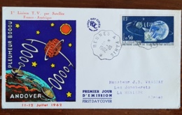 FRANCE Telecommunications, Telecom, Yvert 1361 FDC, Enveloppe 1 Er Jour. 1962 Cachet Rennes A Paris - Télécom