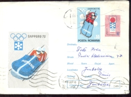 74384- BOBSLED, SAPPORO'72 WINTER OLYMPIC GAMES, COVER STATIONERY, 1972, ROMANIA - Winter 1972: Sapporo