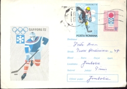 74385- ICE HOCKEY, SAPPORO'72 WINTER OLYMPIC GAMES, COVER STATIONERY, 1972, ROMANIA - Winter 1972: Sapporo