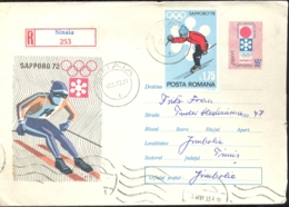 74386- SKIING, SAPPORO'72 WINTER OLYMPIC GAMES, REGISTERED COVER STATIONERY, 1972, ROMANIA - Winter 1972: Sapporo