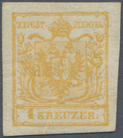 Österreich: 1850, 1 Kreuzer Gelbocker, Handpapier Type III, Allseits überrandig, Ungebraucht Mit Vol - Sonstige & Ohne Zuordnung