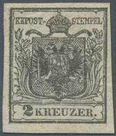 Österreich: 1850, 2 Kr Grauschwarz, Type Ia Auf Handpapier In Ungebrauchter Ausnahmeerhaltung, Volle - Altri & Non Classificati